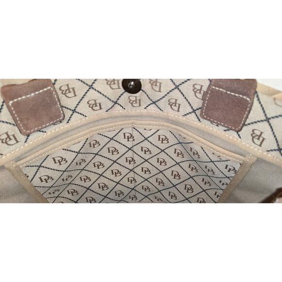 DOONEY & BOURKE Signature Canvas Tassel Tote Leather Trim Satchel Handbag Purse - Picture 13 of 14